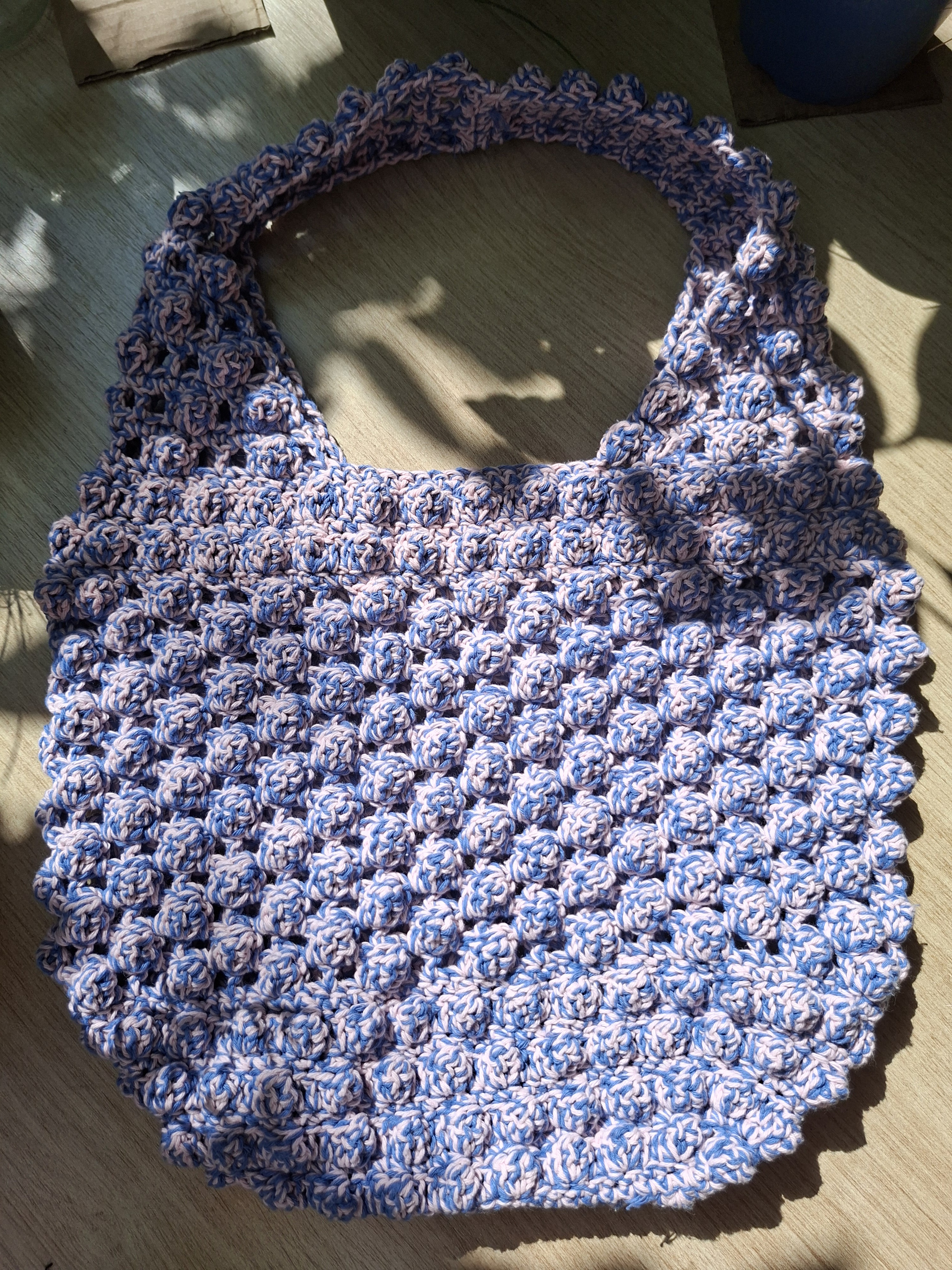 Lacy Bobble Stitch Crochet Tote Bag