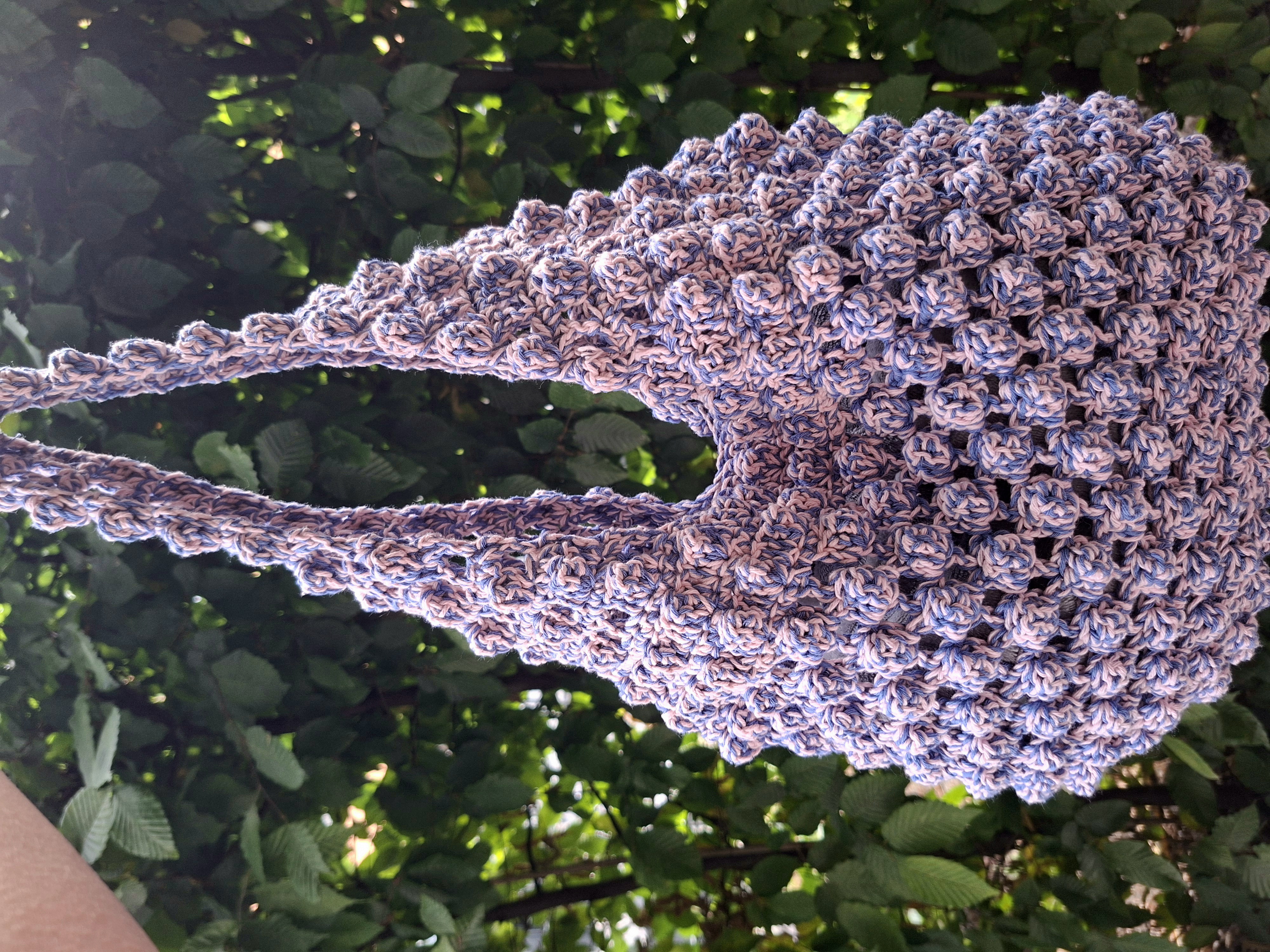 Lacy Bobble Stitch Crochet Tote Bag
